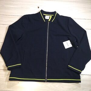 Rafaella Weekend Jacket Womens Size L Blue Long Sleeves Casual Full Zip NWT